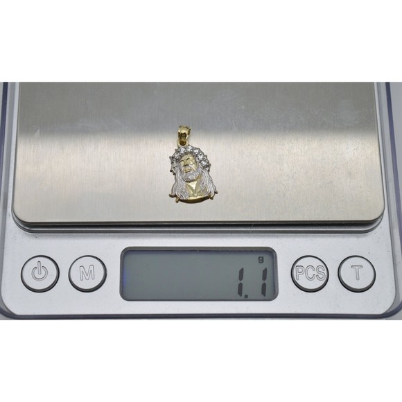 Real 10K Solid Yellow Gold Jesus Crucifix Head Shiny Charm Pendant 1.1gr - Picture 5 of 6